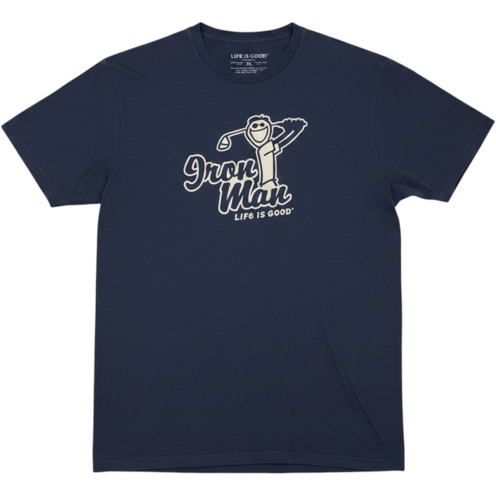 Life is Good Crusher‎ Tee Mens XL Navy Excellent Iron Man Golf Graphic T-Shirt